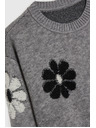 Moodo Szürke Moodo pulóver virágmintával