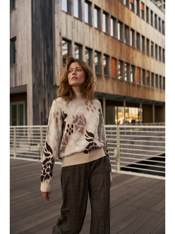 Moodo Mintás bézs Moodo pulóver