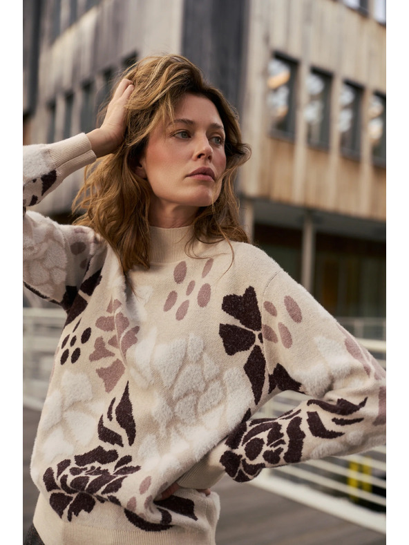 Moodo Mintás bézs Moodo pulóver