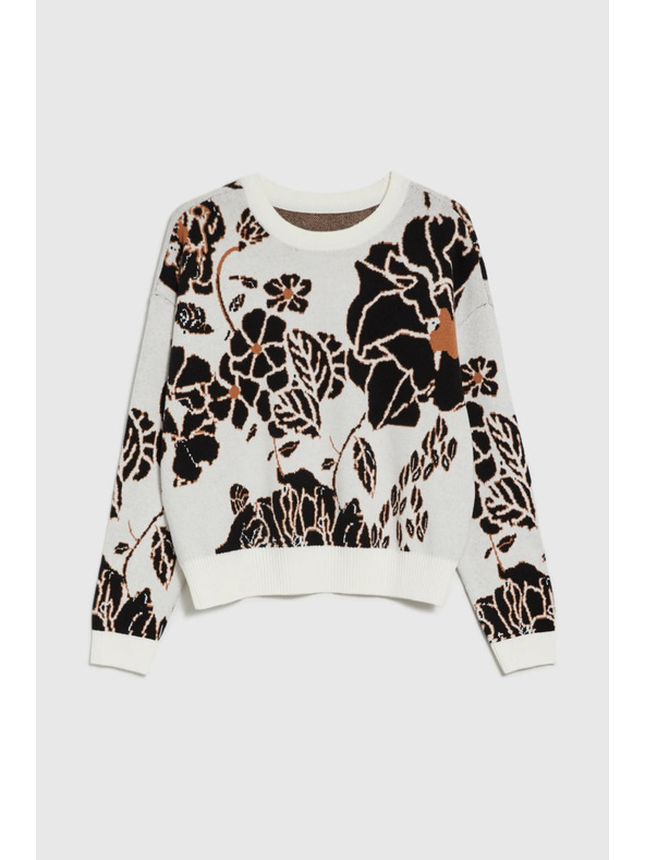 Moodo Bézs Moodo pulóver virágokkal