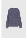 Moodo Sötétkék színes fonallal díszített pulóver Moodo