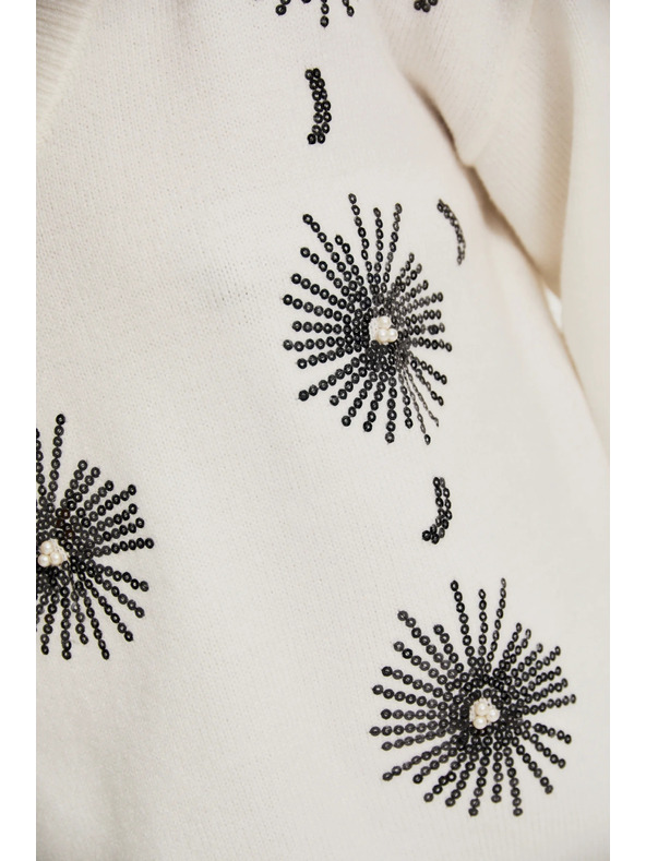 Moodo Fehér flitteres pulóver Moodo