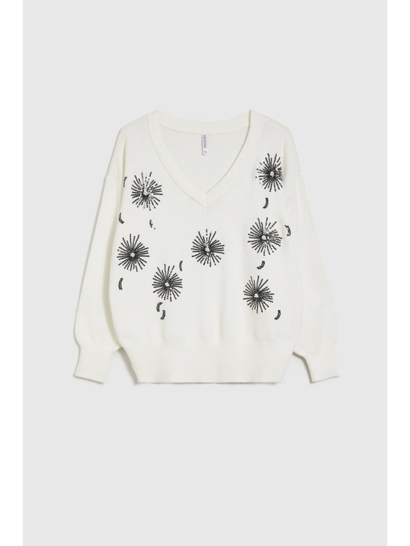 Moodo Fehér flitteres pulóver Moodo