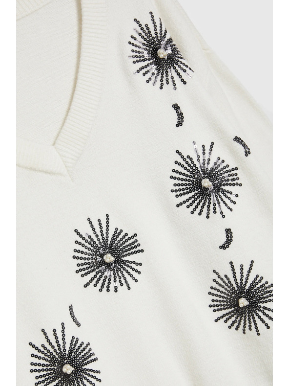 Moodo Fehér flitteres pulóver Moodo