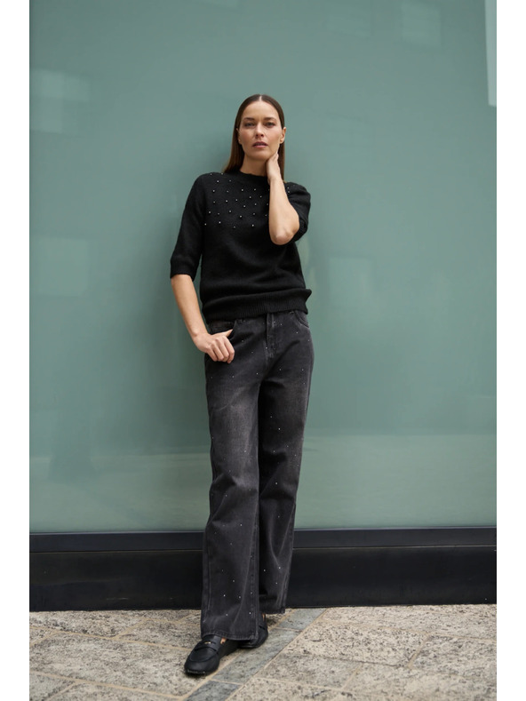 Moodo Fekete gyöngyös pulóver Moodo