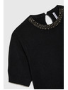 Moodo Fekete díszes nyakú pulóver Moodo