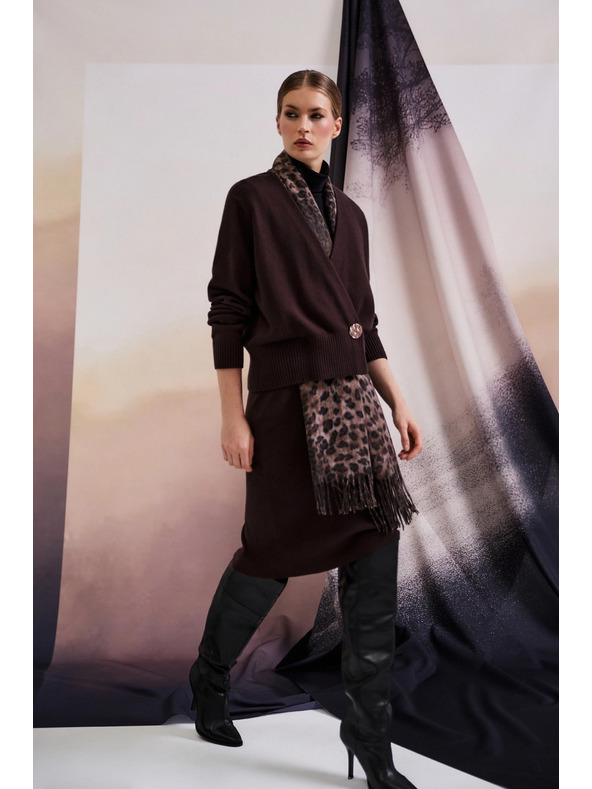 Moodo Barna díszes gombos kardigán Moodo