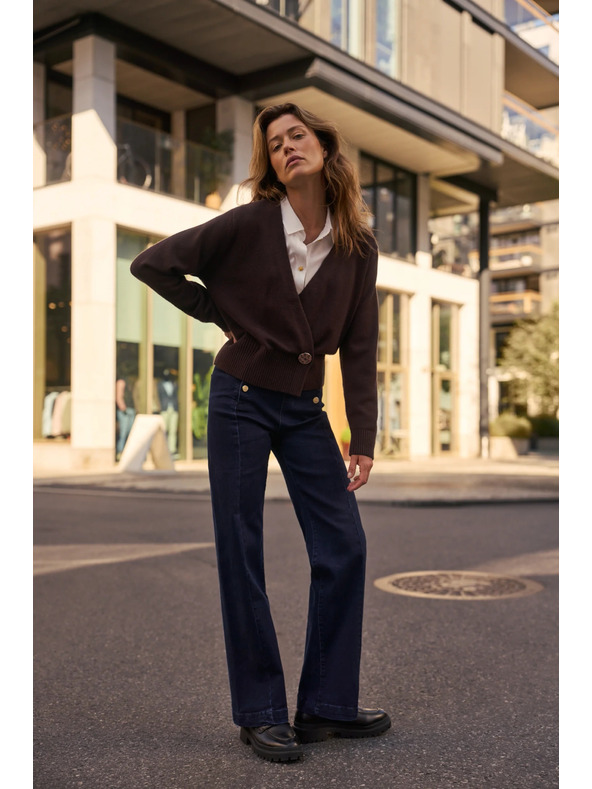 Moodo Barna díszes gombos kardigán Moodo