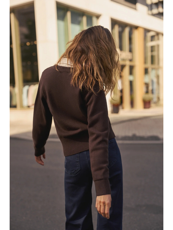 Moodo Barna díszes gombos kardigán Moodo