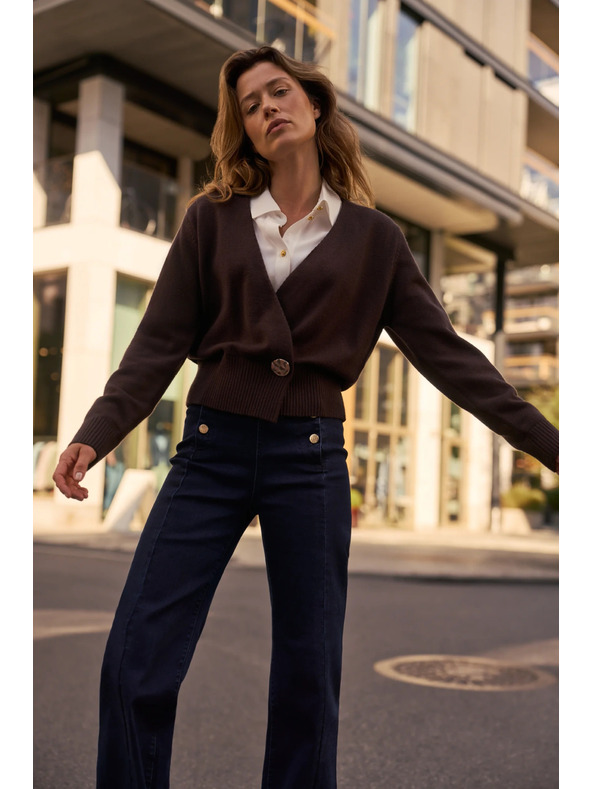 Moodo Barna díszes gombos kardigán Moodo