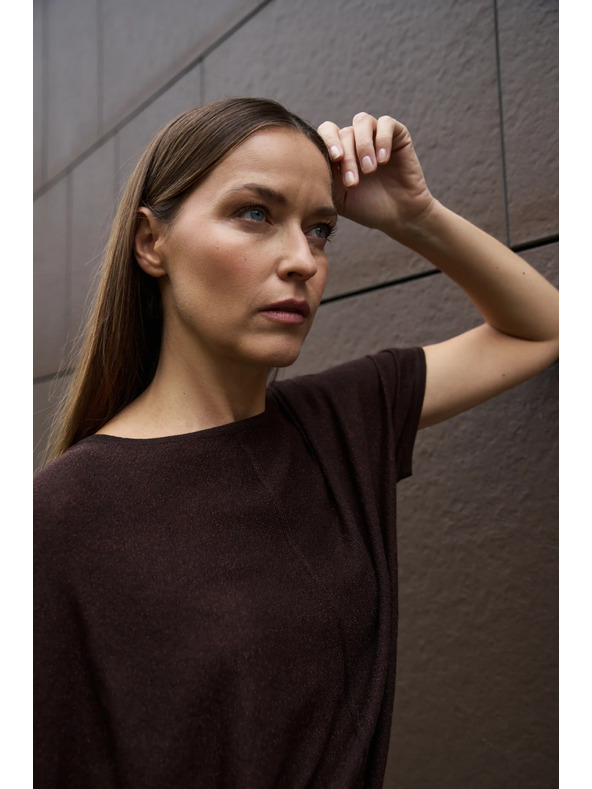 Moodo Barna rövid ujjú pulóver Moodo