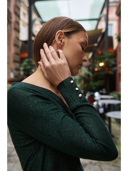 Moodo Zöld fémes szálú pulóver Moodo