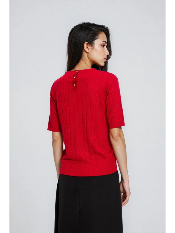 Moodo Piros rövid ujjú pulóver Moodo