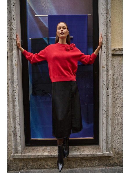 Moodo Piros rózsás pulóver Moodo