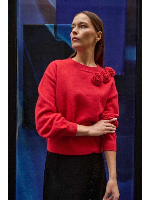 Moodo Piros rózsás pulóver Moodo