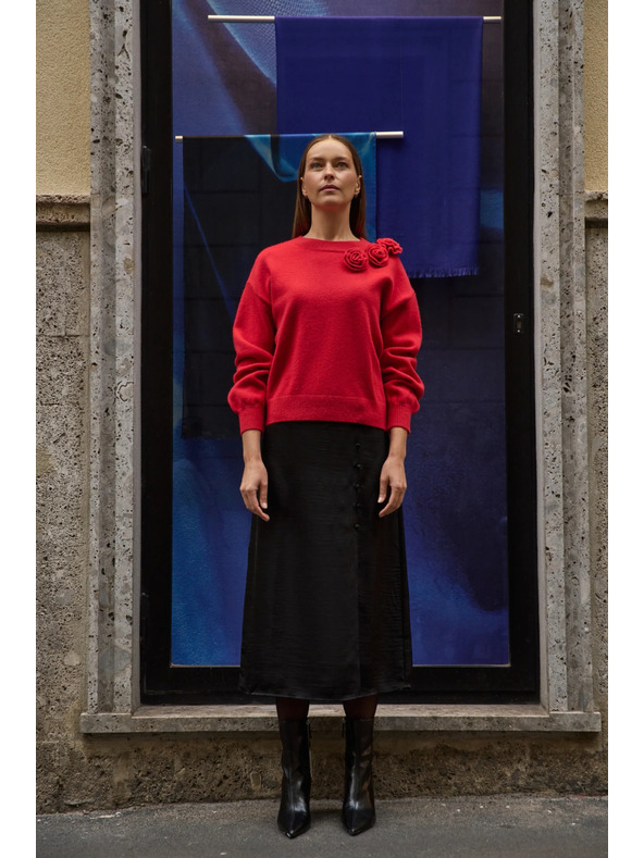 Moodo Piros rózsás pulóver Moodo