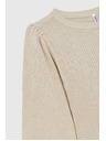 Moodo Bordázott bézs fodros ujjú pulóver Moodo