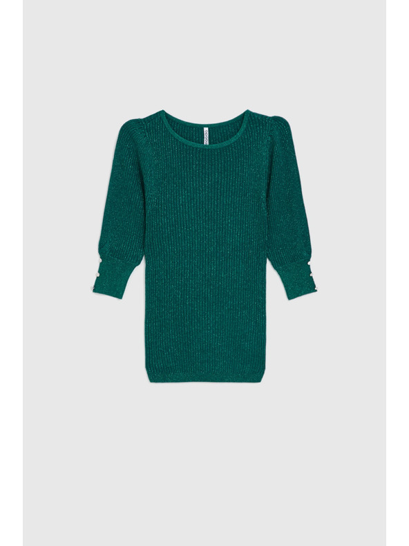 Moodo Zöld felfújt ujjú pulóver Moodo