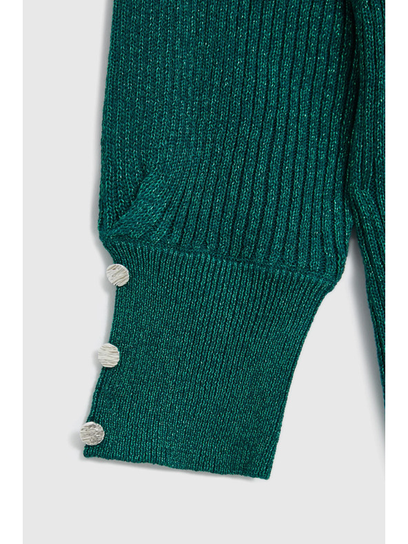 Moodo Zöld felfújt ujjú pulóver Moodo