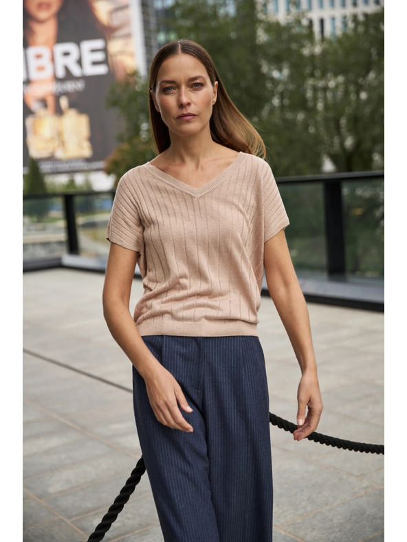 Moodo Rövid ujjú pulóver bézs Moodo