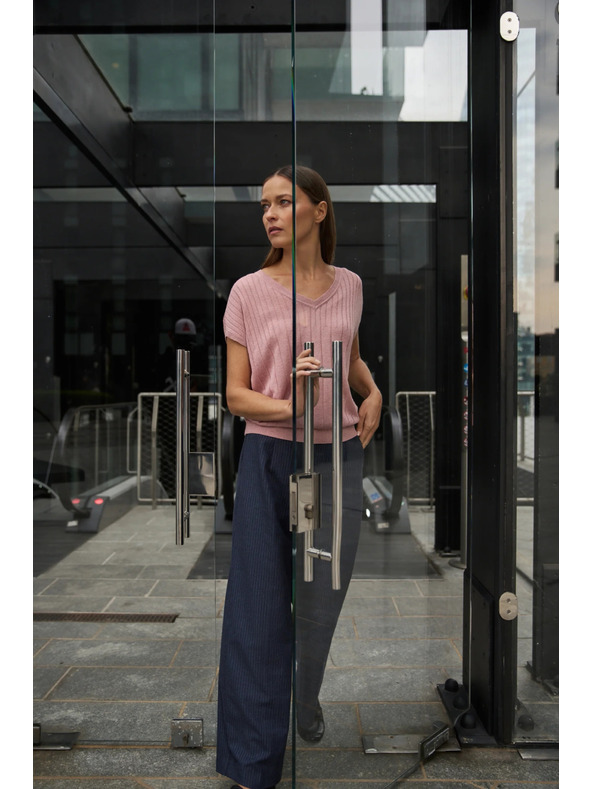 Moodo Rózsaszín rövid ujjú pulóver Moodo