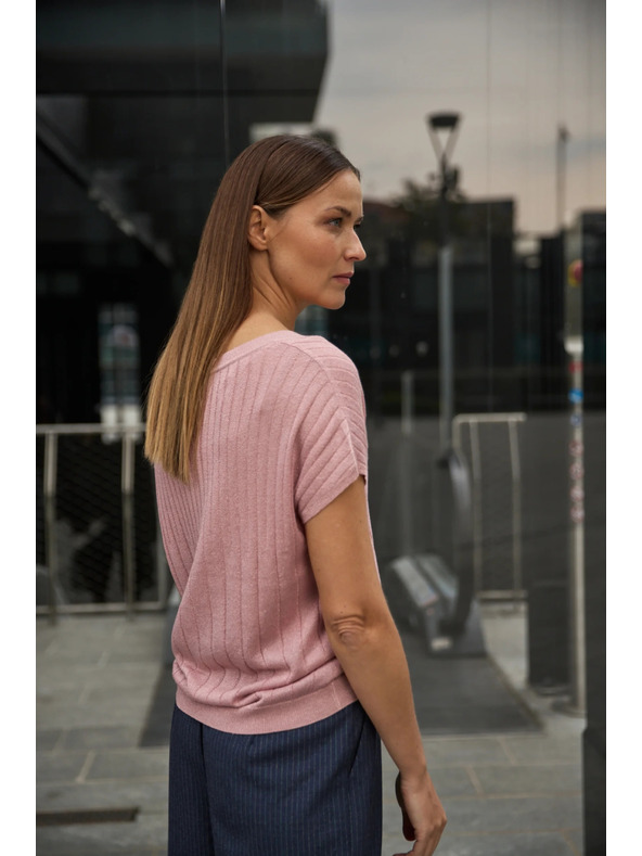 Moodo Rózsaszín rövid ujjú pulóver Moodo