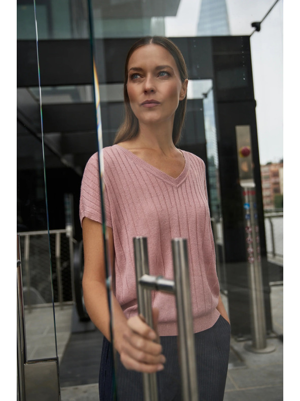 Moodo Rózsaszín rövid ujjú pulóver Moodo