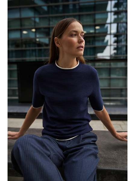 Moodo Sötétkék rövid ujjú pulóver Moodo