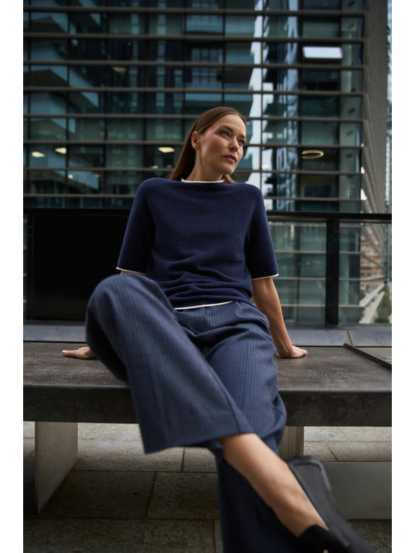 Moodo Sötétkék rövid ujjú pulóver Moodo