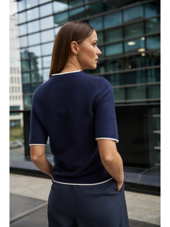 Moodo Sötétkék rövid ujjú pulóver Moodo