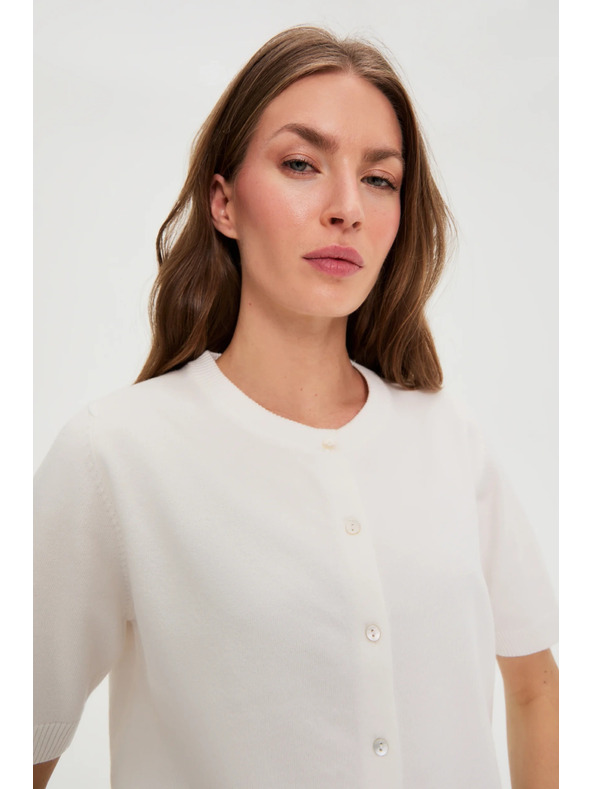 Moodo Fehér rövid ujjú pulóver Moodo