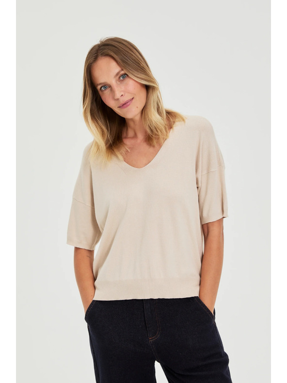 Moodo Rövid ujjú pulóver bézs Moodo