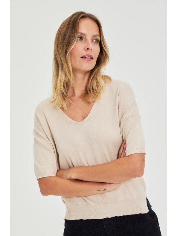 Moodo Rövid ujjú pulóver bézs Moodo