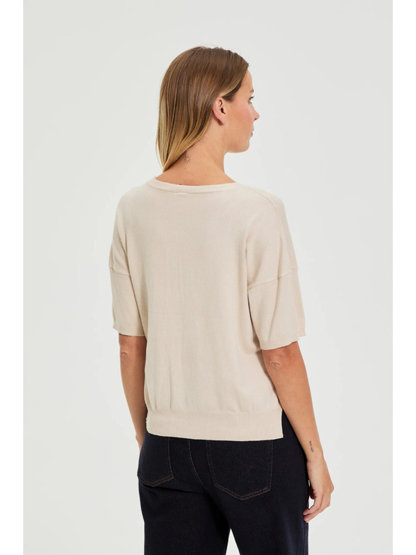 Moodo Rövid ujjú pulóver bézs Moodo