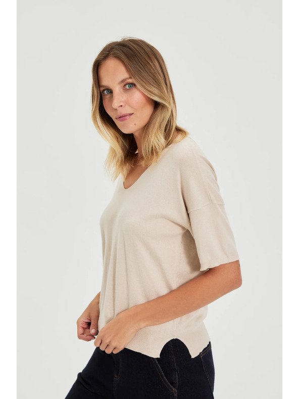 Moodo Rövid ujjú pulóver bézs Moodo