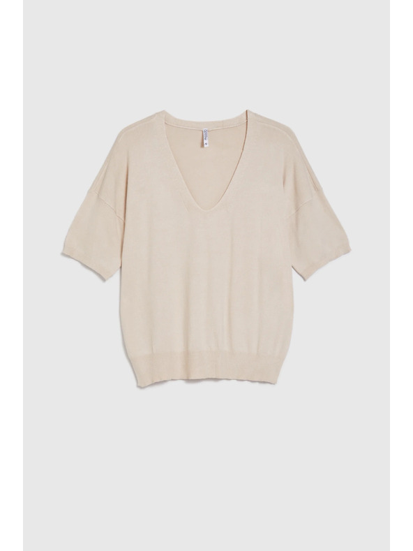 Moodo Rövid ujjú pulóver bézs Moodo