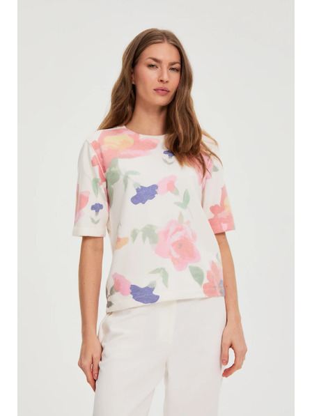 Moodo Virágmintás fehér pulóver Moodo