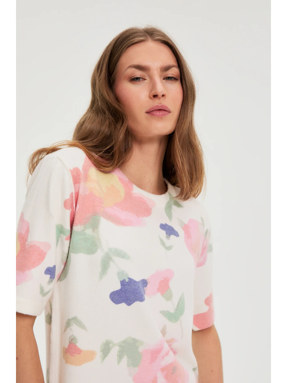 Moodo Virágmintás fehér pulóver Moodo