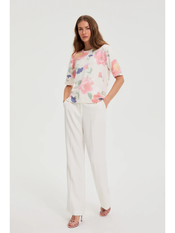 Moodo Virágmintás fehér pulóver Moodo