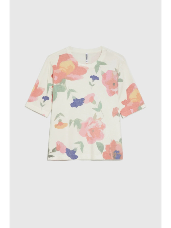 Moodo Virágmintás fehér pulóver Moodo