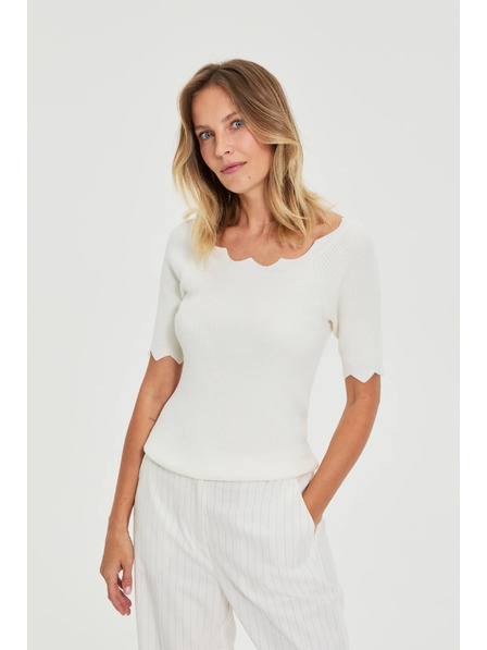 Moodo Karcsúsított fehér pulóver Moodo