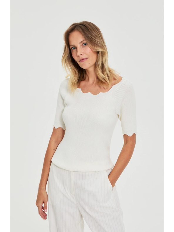 Moodo Karcsúsított fehér pulóver Moodo