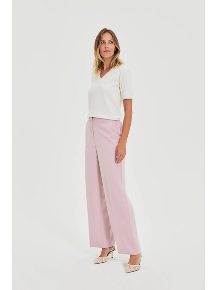 Moodo Fehér V-nyakú rövid ujjú pulóver Moodo