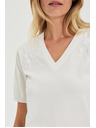 Moodo Fehér V-nyakú rövid ujjú pulóver Moodo
