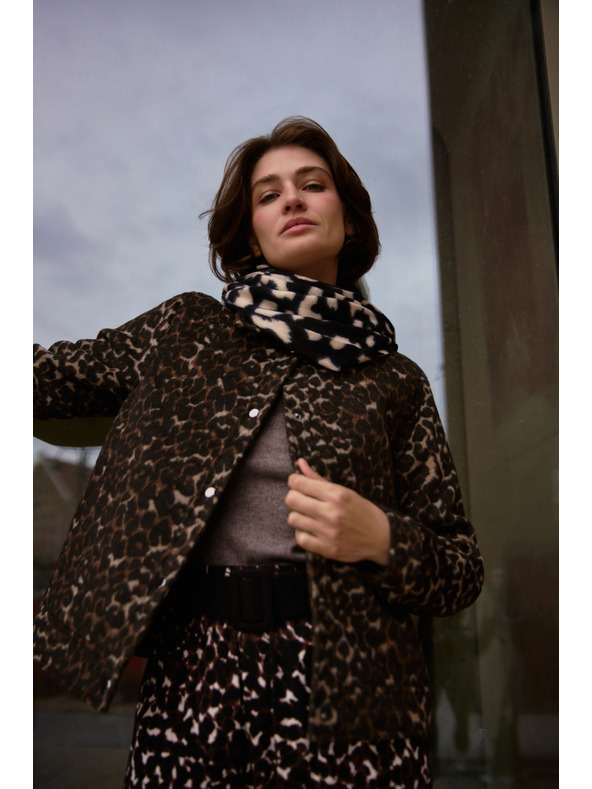 Moodo Krém leopárd mintás sál Moodo