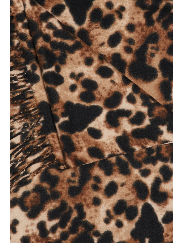 Moodo Barna leopárd mintás rojtos sál Moodo