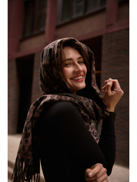 Moodo Barna leopárd mintás sál Moodo