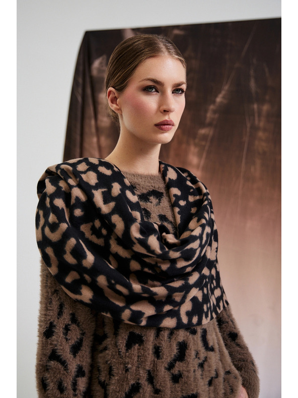 Moodo Barna leopárd mintás sál Moodo