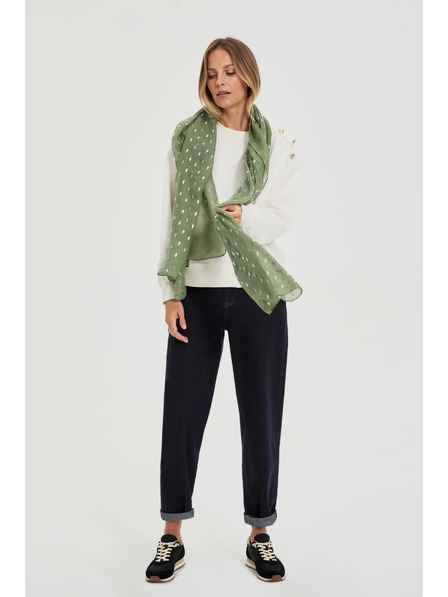 Moodo Olívzöld nyomott sál Moodo