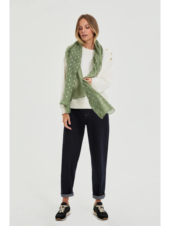 Moodo Olívzöld nyomott sál Moodo